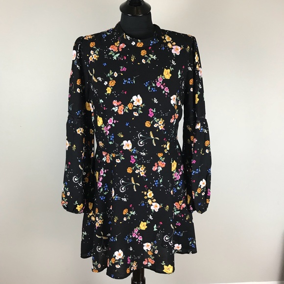 Forever 21 Dresses & Skirts - Black Floral Long Sleeve Dress NWT